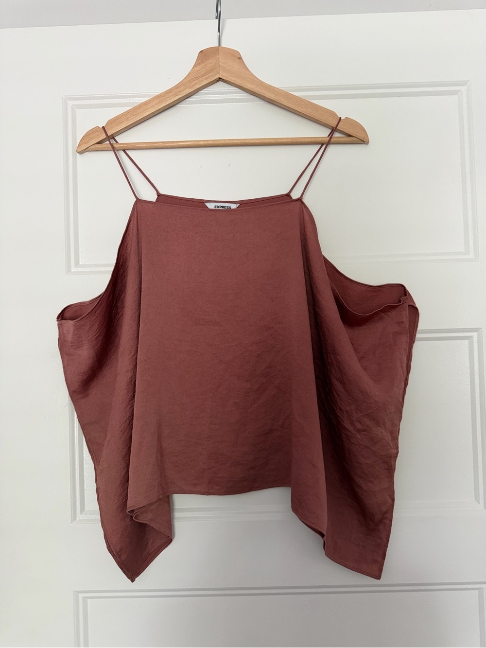 Express Satin Cold-Shoulder Camisole in Mauve